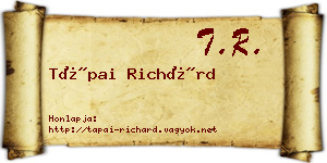 Tápai Richárd névjegykártya