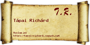 Tápai Richárd névjegykártya